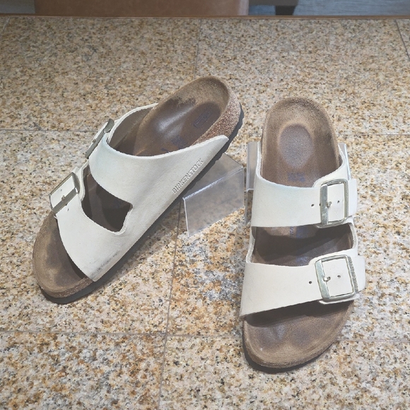 Birkenstock Shoes - Birkenstock Arizona Cream Double Buckle Sandals